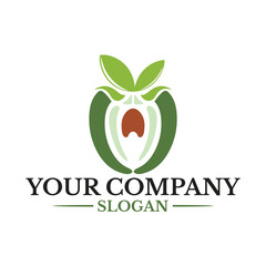 Green apple logo with text isolated on white background