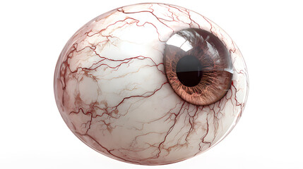 Single creepy eyeball with veins, floating, isolated, PNG style