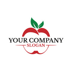 Red apple logo with text your company slogan isolated on white background