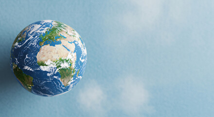 Delicate Balance Earth Globe on Cloud Sky Background  - Planet, Environment, Space