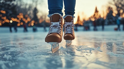 Ice skating adventures Experiencing the thrill on a frozen surface in a winter wonderland
