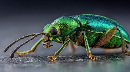 Fototapeta premium Closeup metallic green beetle