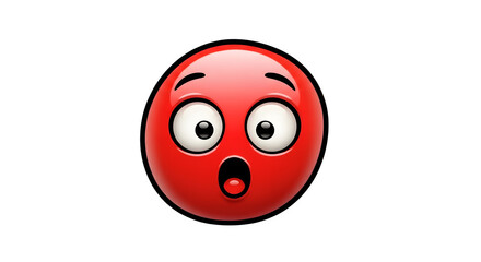 Astonished red emoji face with wide open eyes and mouth showing surprise.