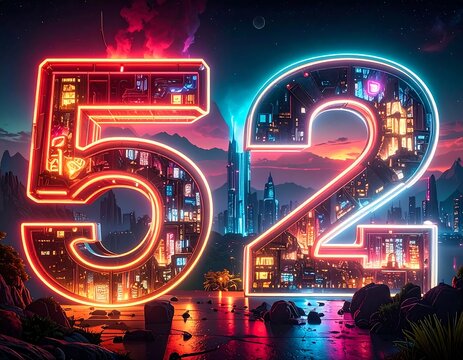 Futuristic cityscape within numbers