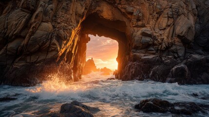 Sunlight through coastal arch