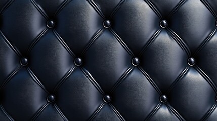 Fototapeta premium Luxurious dark tufted leather upholstery with a classic diamond pattern.