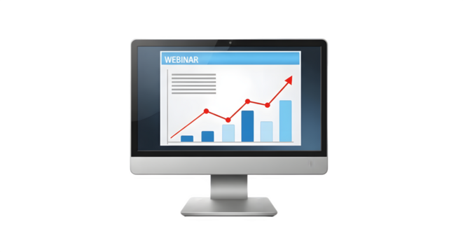 Computer Screen Displaying Business Growth Chart and Data Analysis.