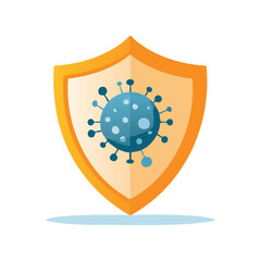 Illustration of a Virus Protected by a Shield Promoting Health and Immunity