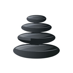 Smooth Black Zen Stones Stack Illustration for Balance and Relaxation Concepts