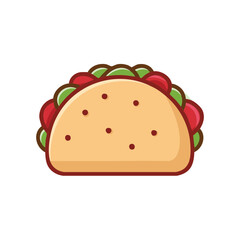 Vibrant Taco Illustration with Fresh Vegetables and Filling a Delicious Treat