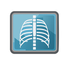 Graphic rib cage x-ray illustration on a digital screen