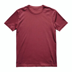 Plain maroon short-sleeved T-shirt mockup for apparel branding, casual fashion, and product presentation on white background