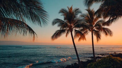 Tropical sunset over ocean