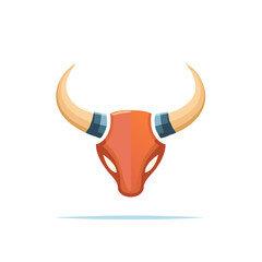 Vibrant stylized bull head icon with decorative patterned horns
