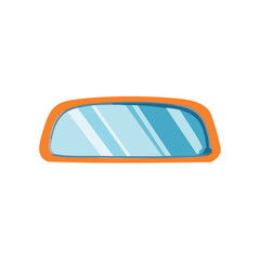 Cartoon Automobile Rearview Mirror Isolated Flat Design Illustration