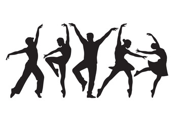 Fototapeta premium Diverse ballet dancers in dynamic poses expressing graceful movement and artistic expression white background