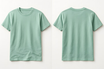 Mint Green T-Shirt Mockup – Front and Back View on White Background for Apparel Branding