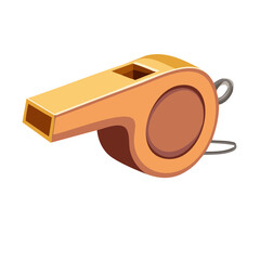 Cartoon Referee Whistle Orange Sporting Equipment Blow Vector Illustration isolated