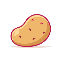 Cartoon Potato with Purple Outline and Dimples