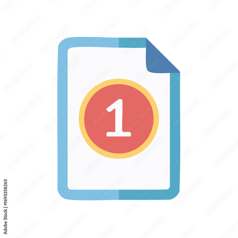 Poster illustrated paper sheet with number one inside a circle for visual numbering