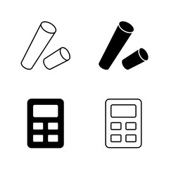 Chalk and Calculator Icons – Math and Education Symbol in Solid and Line Style