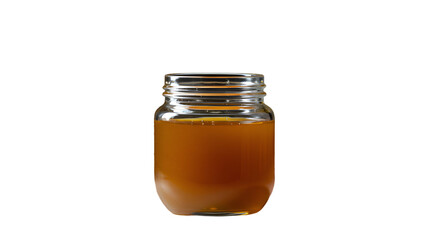 Close up of a Glass Jar Filled with Rich Golden Honey on a Dark Background