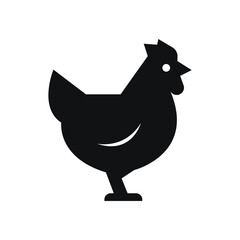 Silhouette of a chicken, simple chicken design, black chicken icon, shape on a white background, illustration, minimal chicken graphic. illustration vector