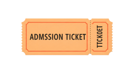 Vintage Admission Ticket Illustration with Retro Design and Perforated Edge.