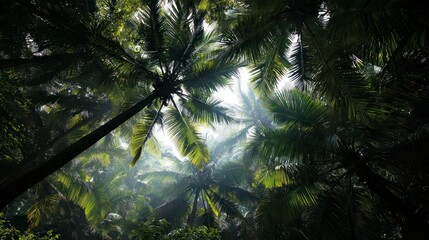 Fototapeta premium Tropical palm trees sunlight