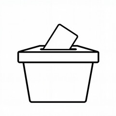 Outline of ballot box with a voting slip representing elections and civic engagement 