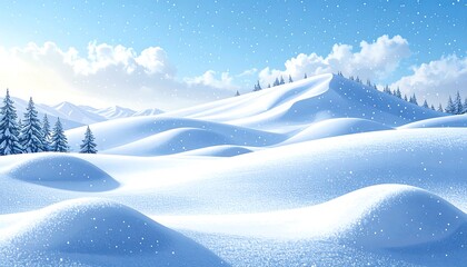 Snowy landscape, winter scene