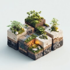 Layered cubes, miniature ecosystems