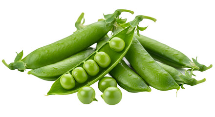 Vibrant Green Peas in Pods, Fresh and Healthy with Water Droplets