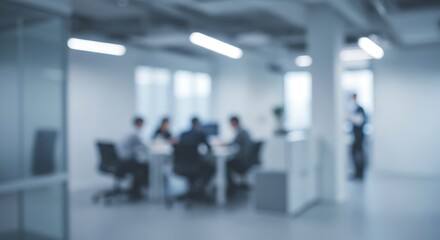 Modern Abstract blurred interior modern office space with business people working banner background