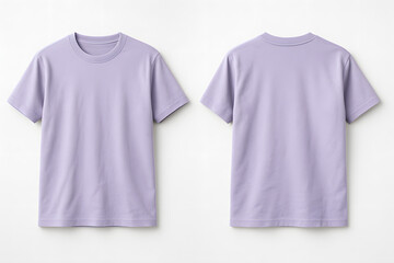Lavender T-Shirt Mockup – Front and Back View on White Background for Apparel Branding