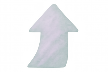 White fluffy arrow pointing upward, symbolizing business growth, success trajectory on transparent background