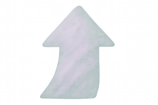 White fluffy arrow pointing upward, symbolizing business growth, success trajectory on transparent background