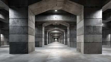 Fototapeta premium Concrete Tunnel Architecture | Underground Structure | Industrial Design