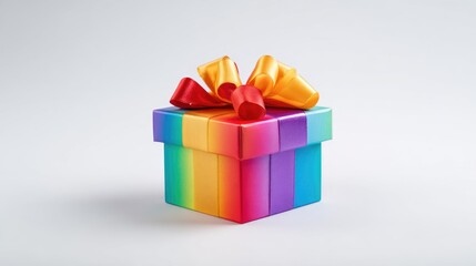Obraz premium Rainbow gift box with ribbon bow