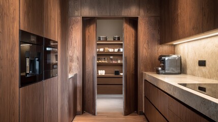 Modern kitchen pantry interior