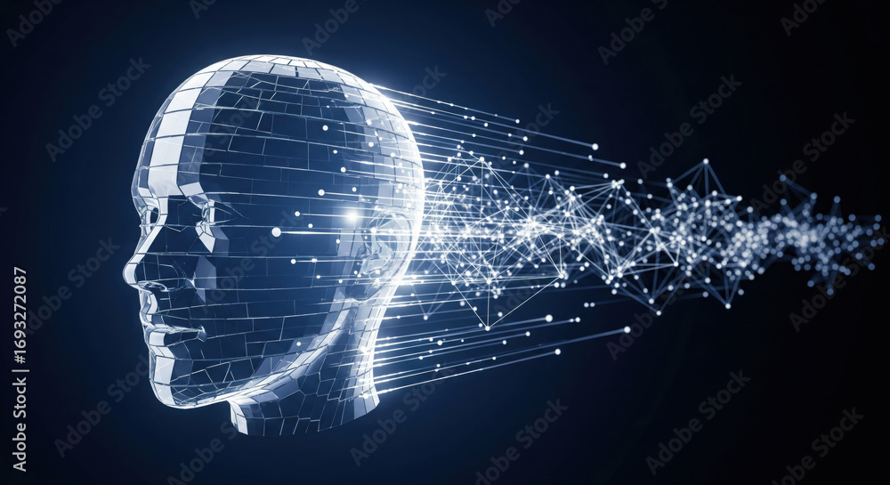 Aufkleber digital human head artificial intelligence technology data network futuristic innovation science abs
