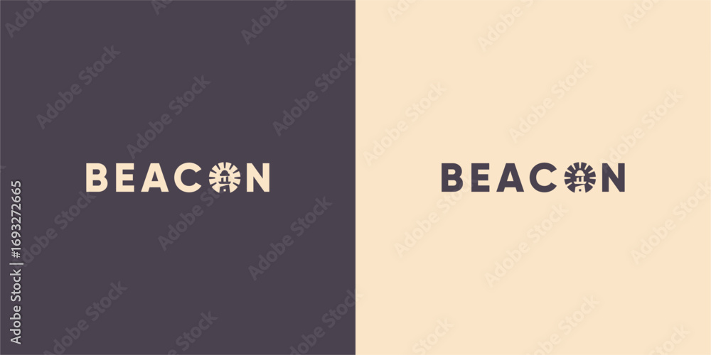 Fototapete design your typography with a solid lighthouse logo. editable strokes and perfect pixels isolated on
