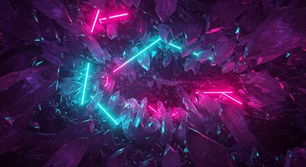 a purple and green abstract wallpaper with neon lights