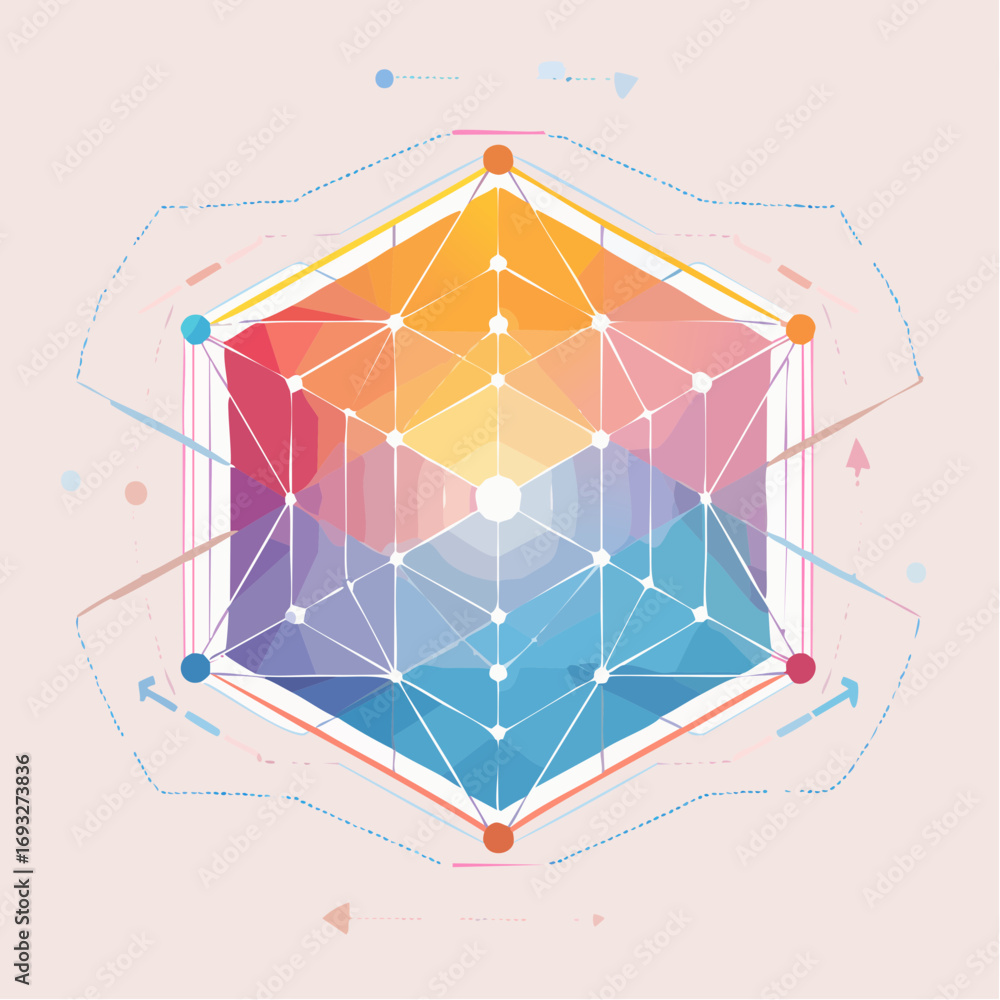 Poster abstract geometric design with colorful polygons
