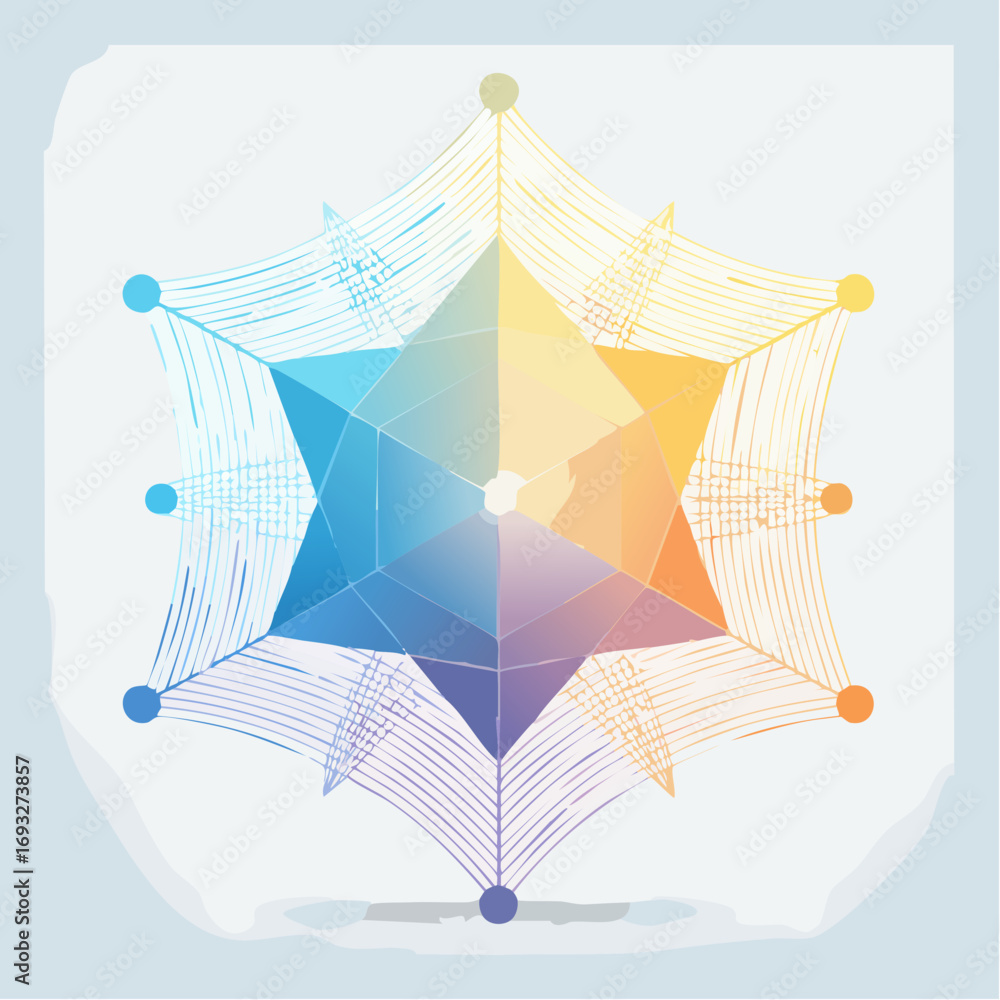 Poster abstract geometric design with colorful polygons and lines