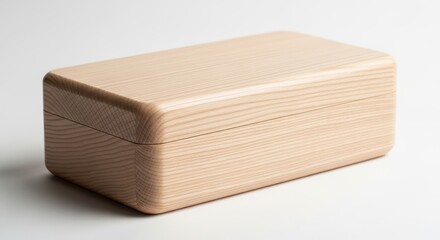 Wooden Box on White Background - Minimalist Design