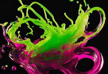 neon green splash arc isolated background