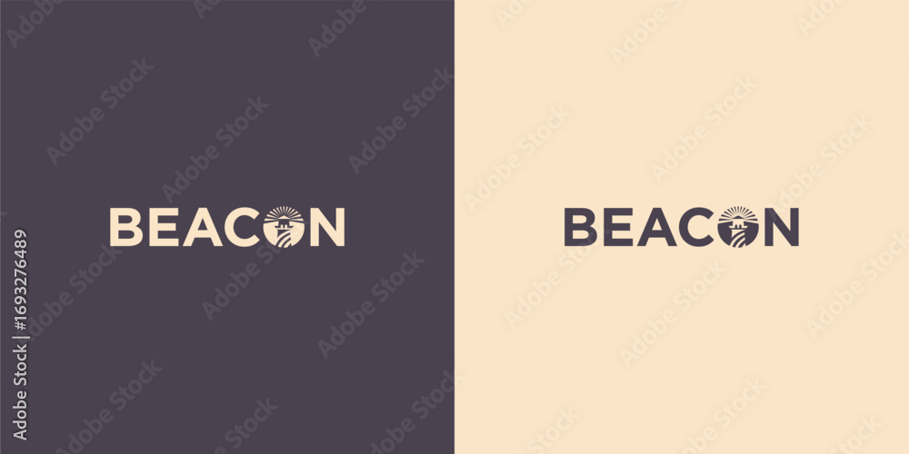 Fototapete design your typography with a solid lighthouse logo. editable strokes and perfect pixels isolated on