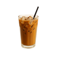 Refreshing iced coffee with creamy texture and ice cubes, perfect for a summer day refreshment or caf&eacute; menu appeal