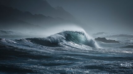 Naklejka premium Powerful ocean wave